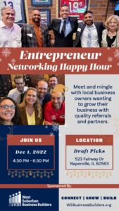 Entrepreneur networking happy hour event in Naperville