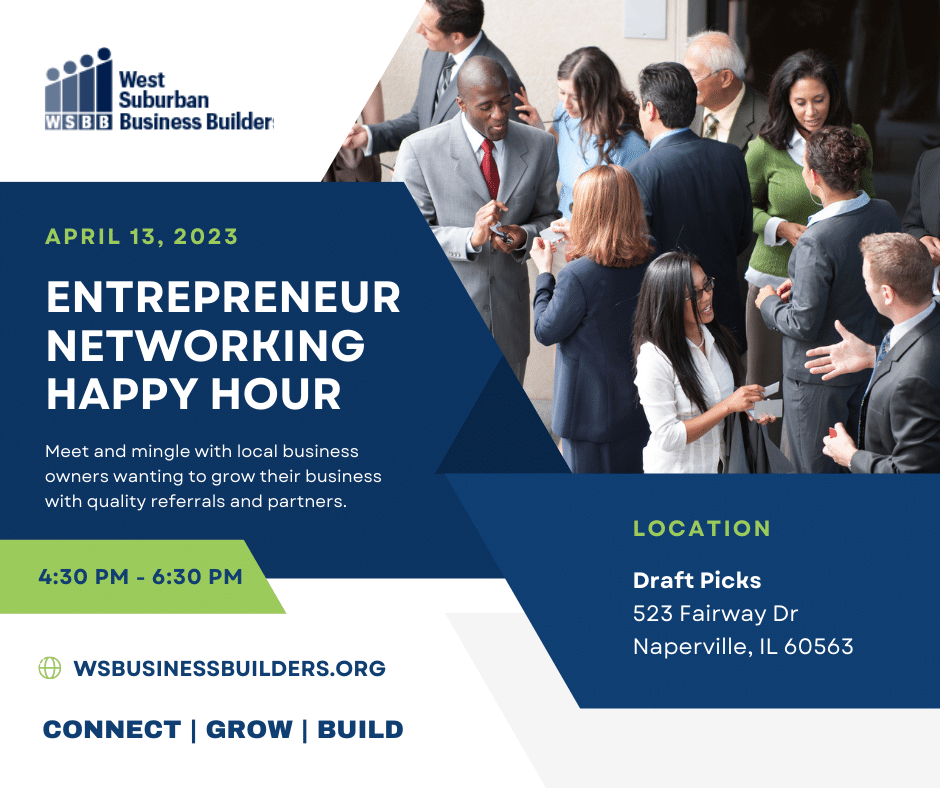 Networking Happy Hour Event april 13, 2023 in Naperville, Illinois